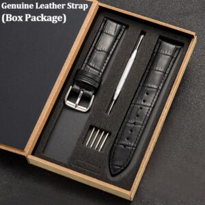 14 16 18 20 22 23mm 24mm Genuine Leather Strap Box Calf Alligator Grain Wristband For
