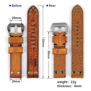 18mm 20mm 22mm 24mm Vintage Genuine Leather Watchbands Rivet Leather Watch Strap Replacement Carving Strap Watches 5