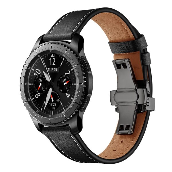 20mm 22mm Leather Band For Samsung Galaxy watch 4 5 Classic Active 2 3 42mm 46mm