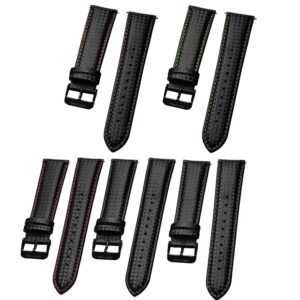 20mm 22mm Quick Release Black Carbon Fiber Leather Watch Strap Band For Galaxy Watch 3 41mm 4