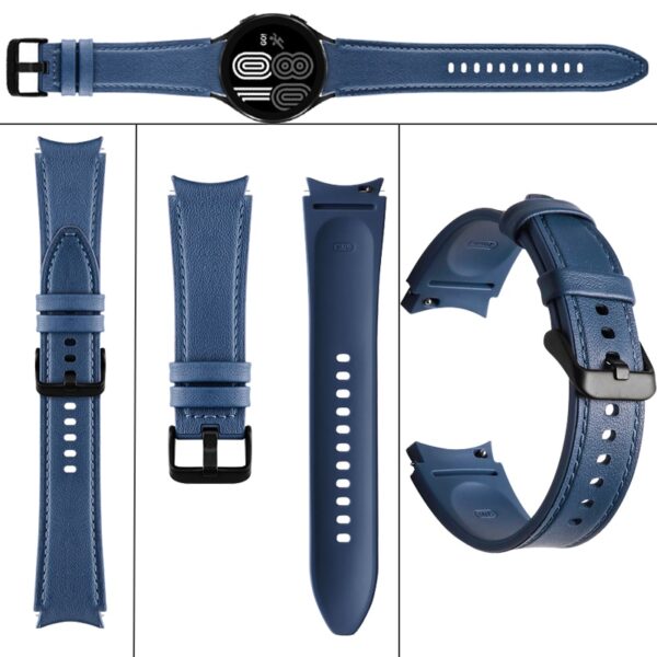 20mm No Gaps Leather Bracelet for Samsung Galaxy Watch 4 40mm 44mm Sports Silicone Watch Band 3