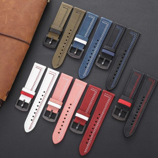 22 20mm Leather Strap For Samsung Galaxy Watch 5 pro 4 Classic 44mm 40mm 46mm 42mm 2