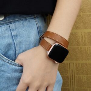Double Tour strap For Apple Watch band 40mm 44mm 42mm Genuine Leather bracelet iWatch Series 3 1
