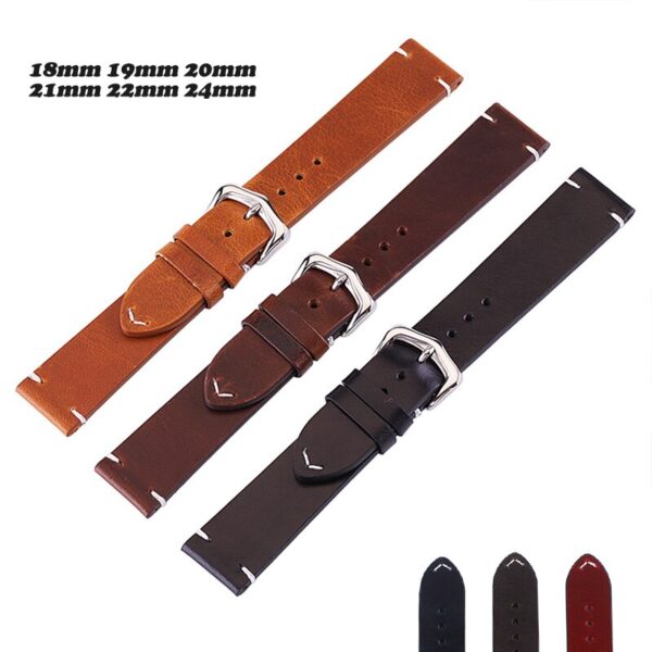 Genuine Leather Watch Band 20mm 22mm 18mm 19mm 21mm 24mm Cow Leather Strap Men Women Business 1