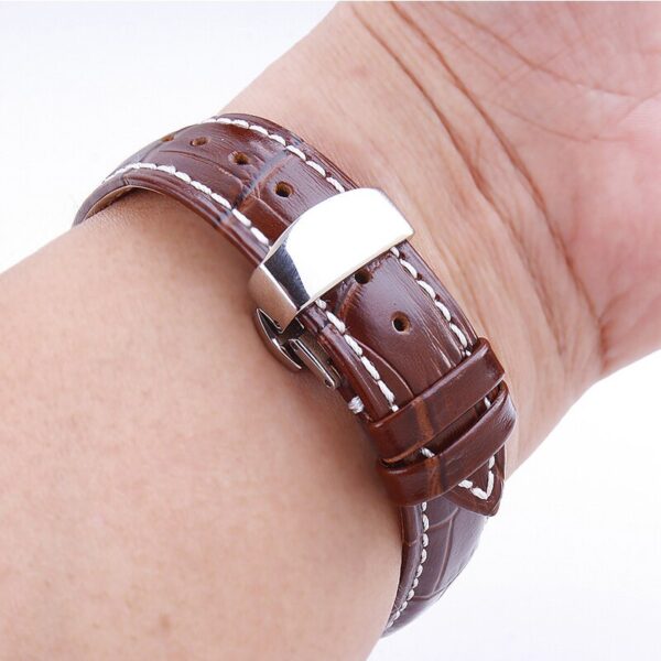 Leather Strap Watch Band 20mm 22mm 18mm 16mm 24mm Universal Belt Butterfly Buckle Sports Bracelet Wristband 2