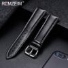 REMZEIM Calfskin Leather Watchband Soft Material Watch Band Wrist Strap 18mm 20mm 22mm 24mm With Silver